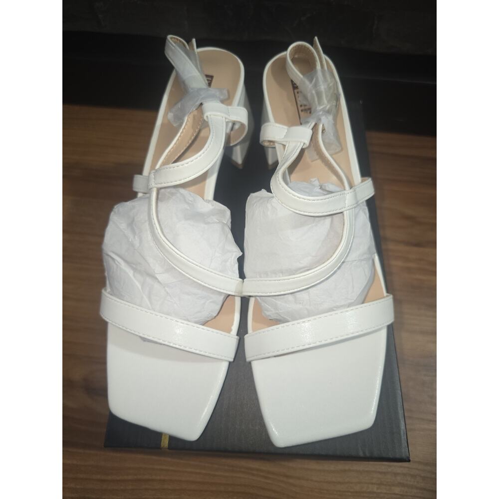 IDIFU IN2 Strappy Heels for Women Square Toe Low Chunky Block Heels White Sz 8.5 - Picture 6 of 7